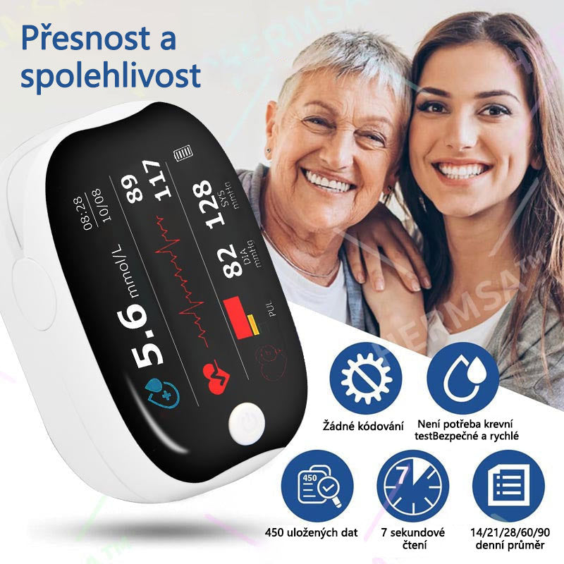 【OFFICIÁLNÍ OBCHOD】HERMSA Vysoce přesný multifunkční neinvazivní zdravotnický přístroj (pro monitorování hladiny cukru v krvi, kyslíku v krvi a krevního tlaku) [99,9% přesnost].🌿🌿🌿