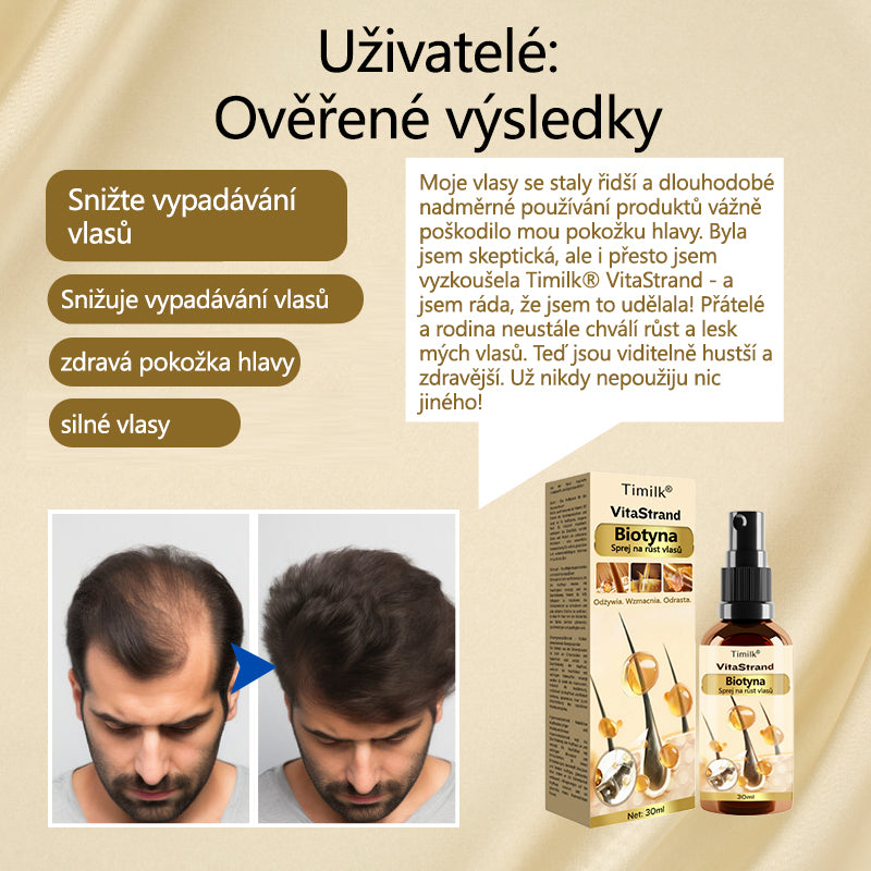 Timilk® VitaStrand Biotin Hair Growth Spray✅ Husté, lesklé vlasy za pouhých několik týdnů